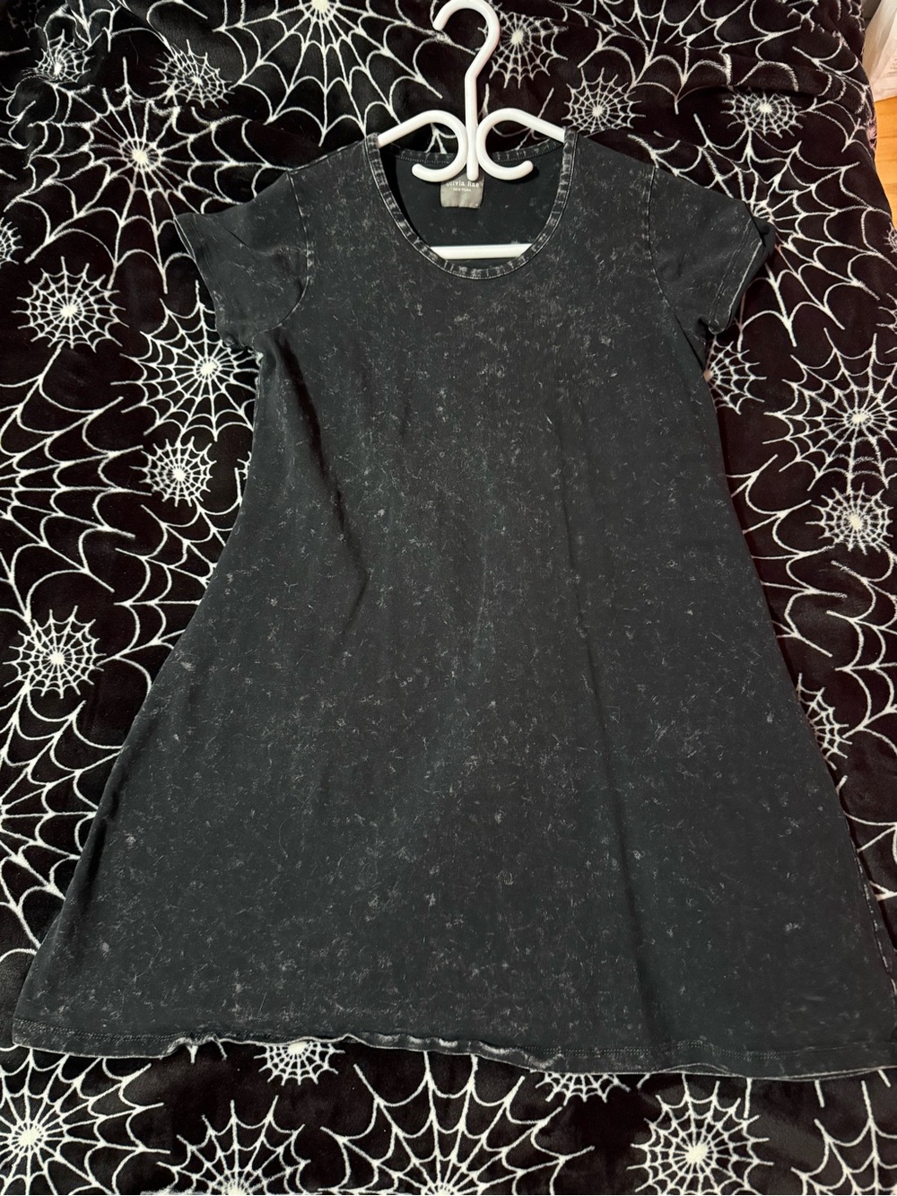 Olivia Rae Black Washed Short Sleeve Mini Dress